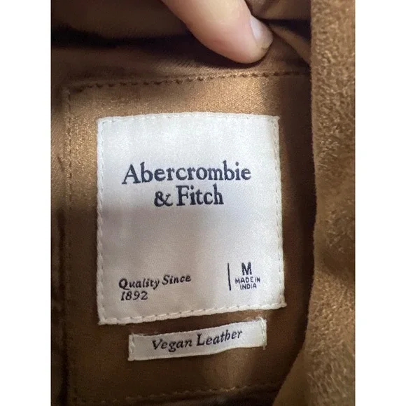 Abercrombie & Fitch Women Faux Suede  Zip Moto Biker Jacket Tan Brown M Edgy Chi - Picture 5 of 11